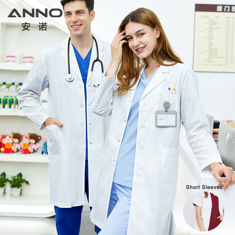 ANNO White Doctor Medical Coat - Medical Lab Gown ulasan dan harga